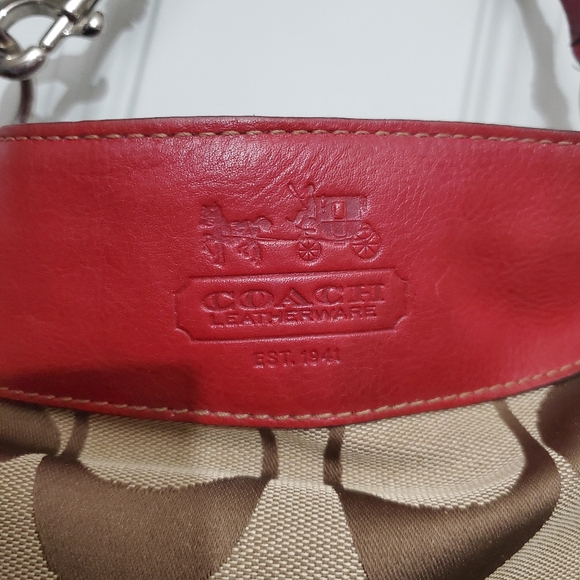 COACH F12657 Red Zoe Signature Medium Hobo Bag EUC - Picture 11 of 12